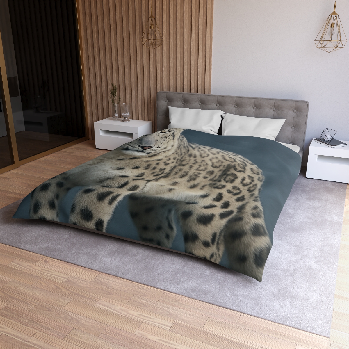 Aurora Gaze Snow Leopard personalized bedding duvets