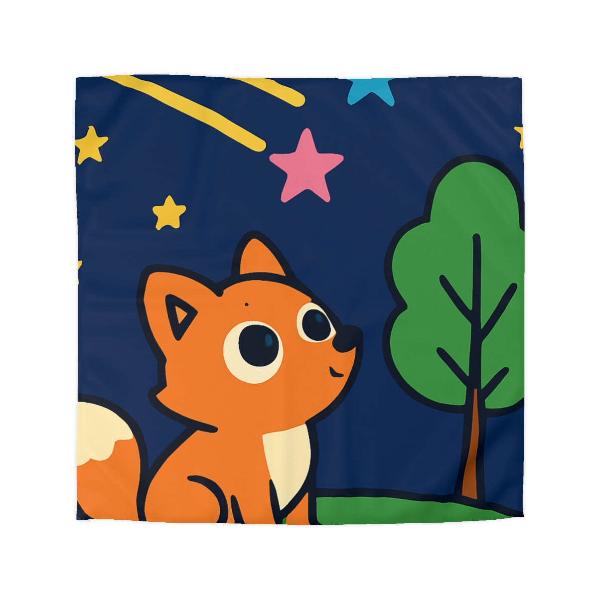 Cosmic Forest Fox And The Shooting Stars soft comforter duvets