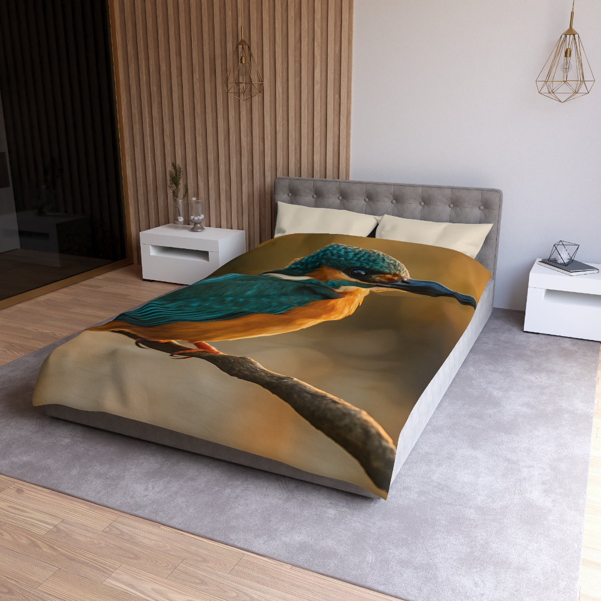 Emerald Glide Common Kingfisher personalized bedding duvets