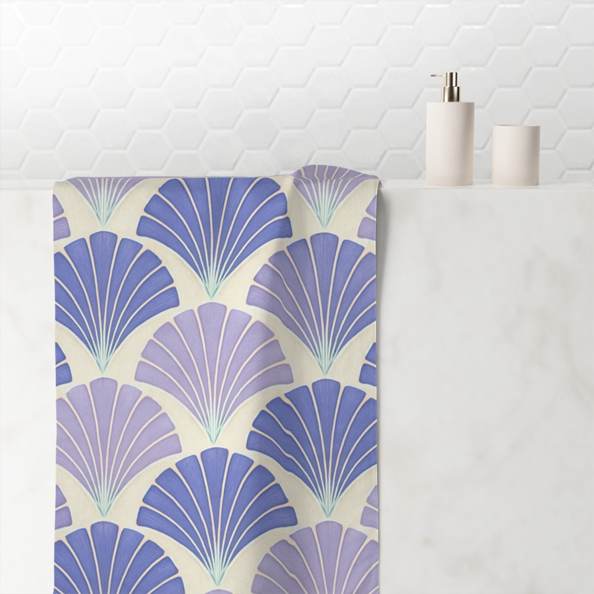 Frond Fan Tessellation designer printed towels
