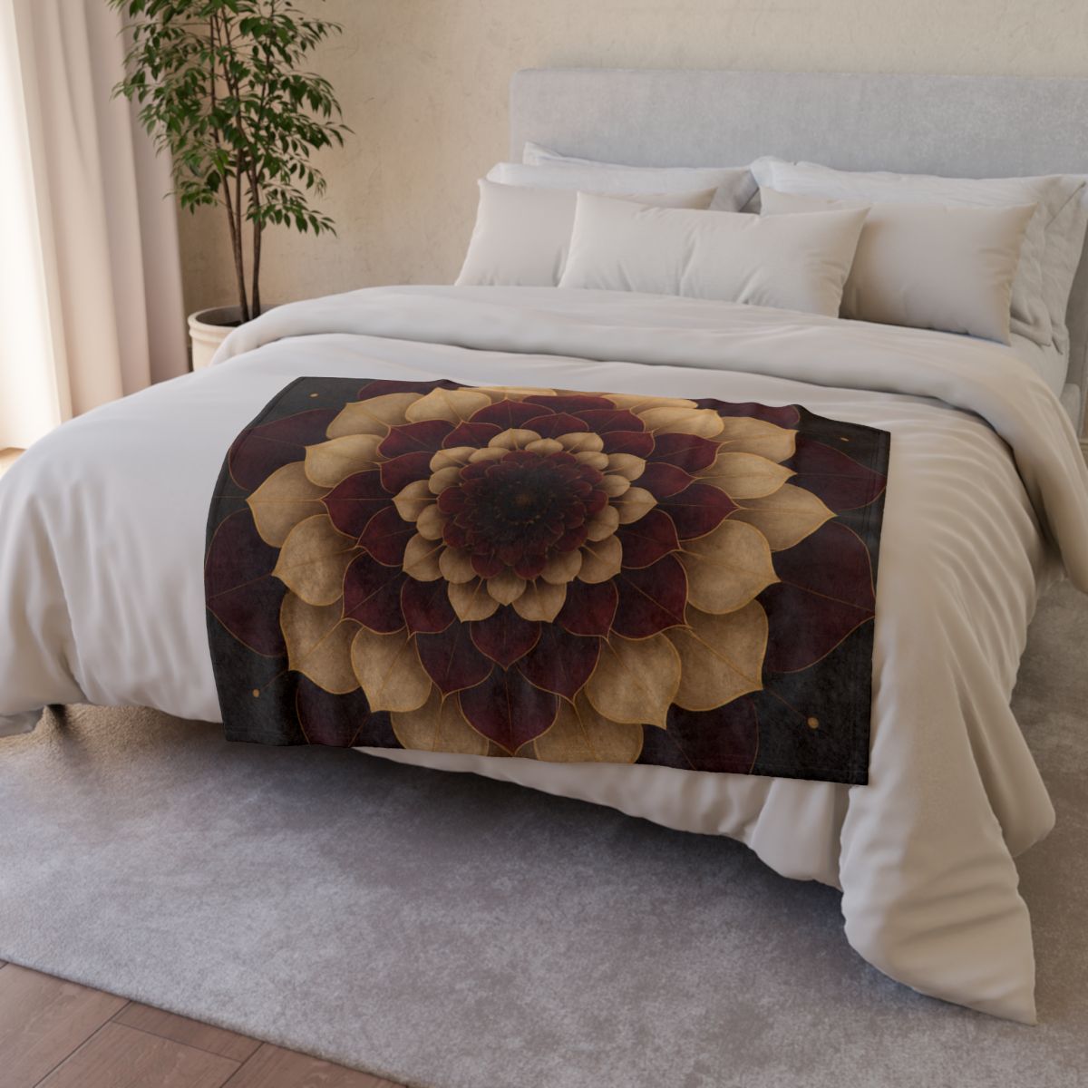 Petal Orbit Mandala personalized cozy blankets