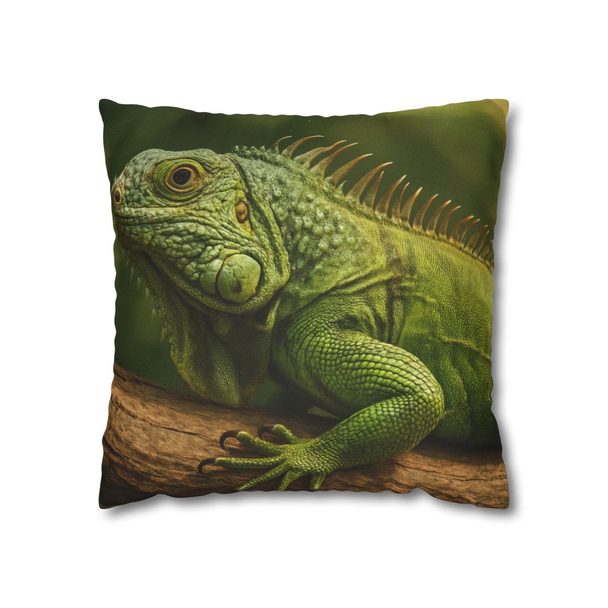Verdant Stillness Green Iguana designer print pillow cases