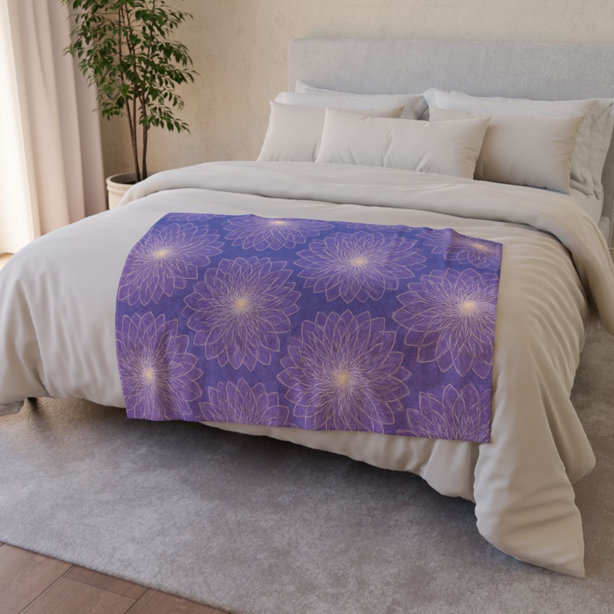 Cosmic Blossom Lattice soft fleece blankets