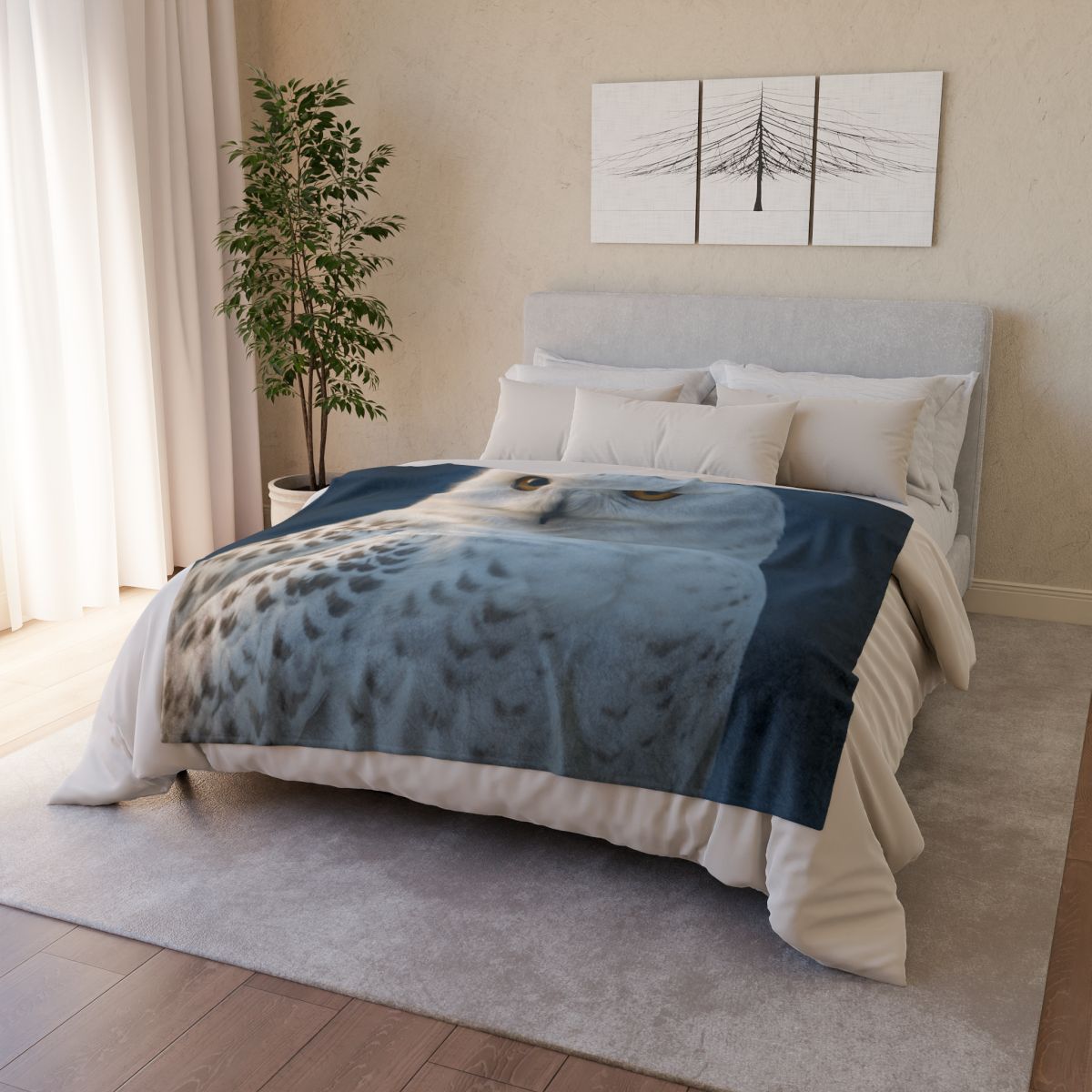 Midnight Watch Snowy Owl trendy patterned blankets