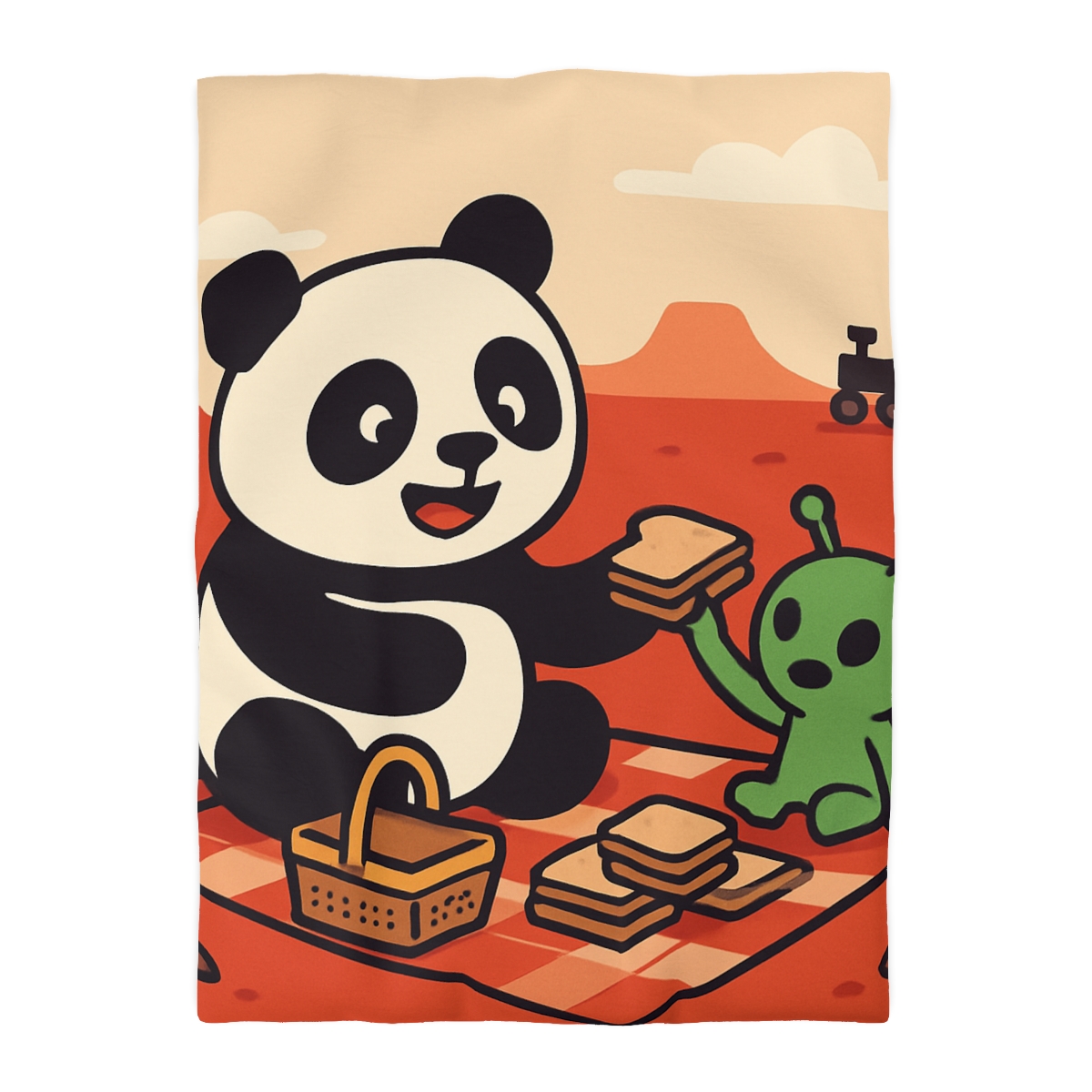 Martian Panda Picnic custom duvets