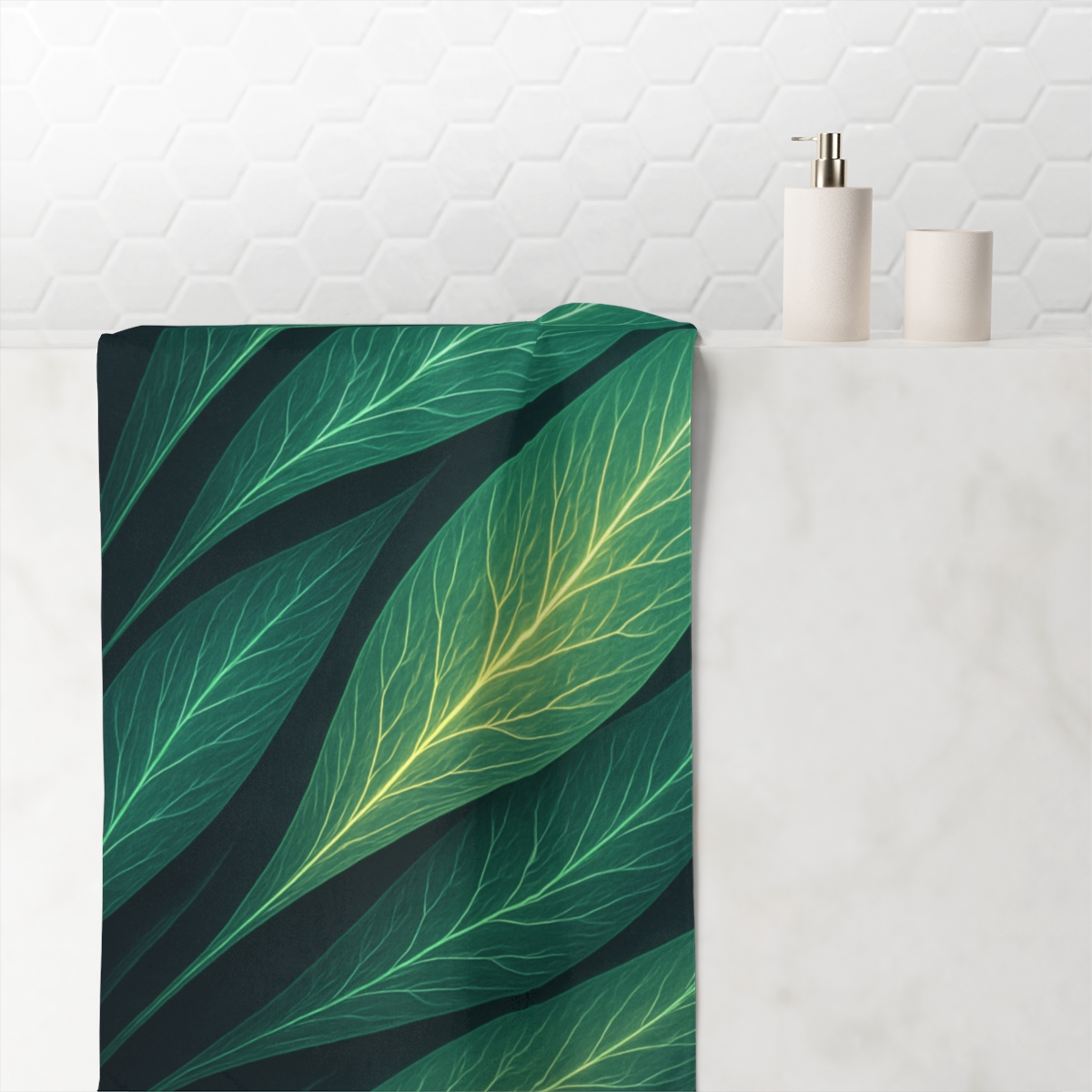 Aurora Leaf Vein Currents stylish beach towels