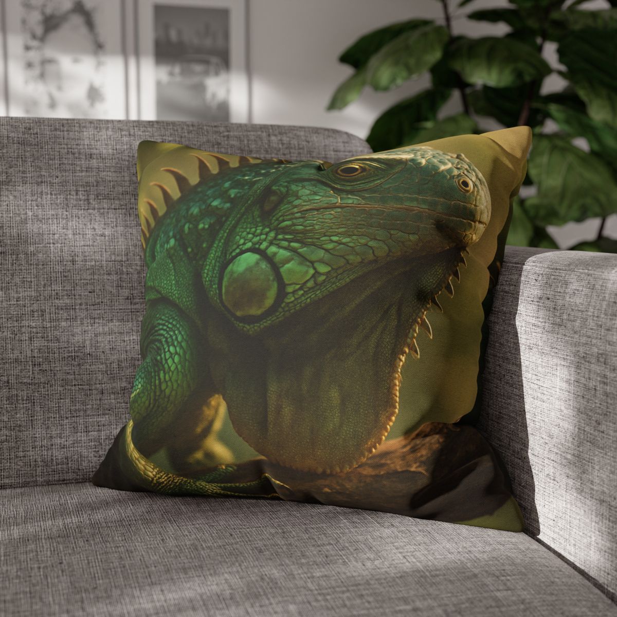 Sunlit Armor Green Iguana personalized pillow covers