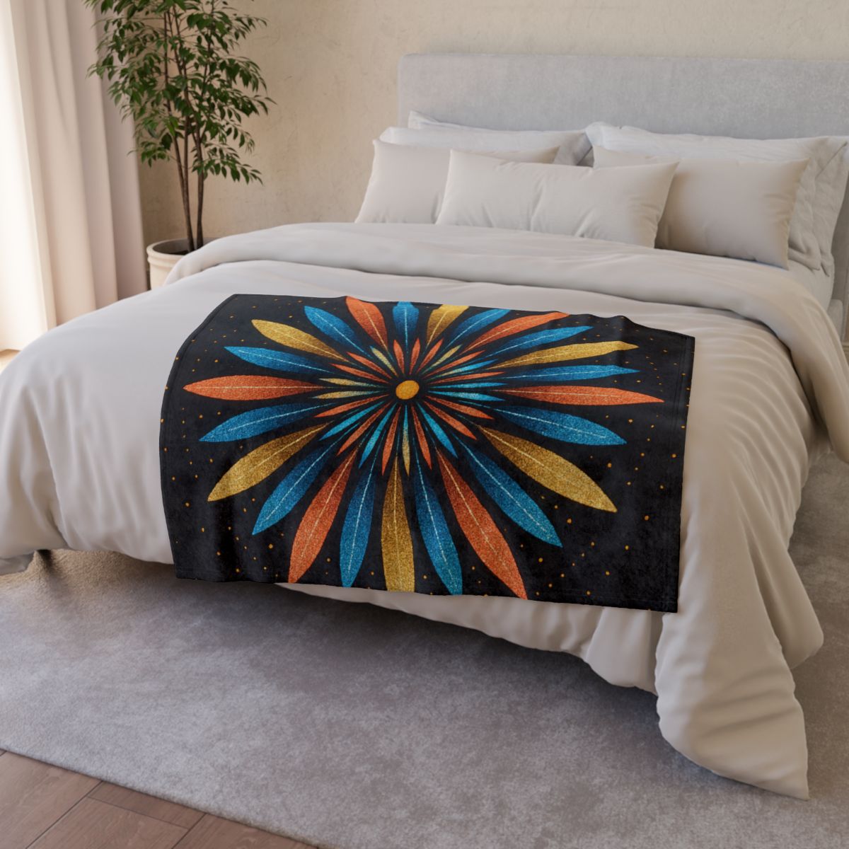 Starburst Mandala Bloom stylish throw blankets