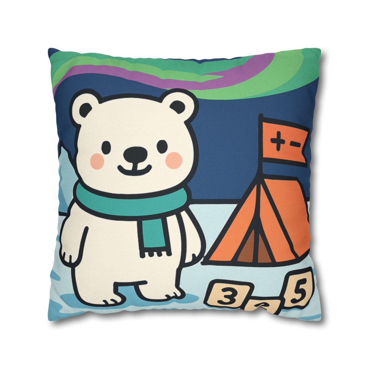 Polar Bear Aurora Math Camp designer print pillow cases