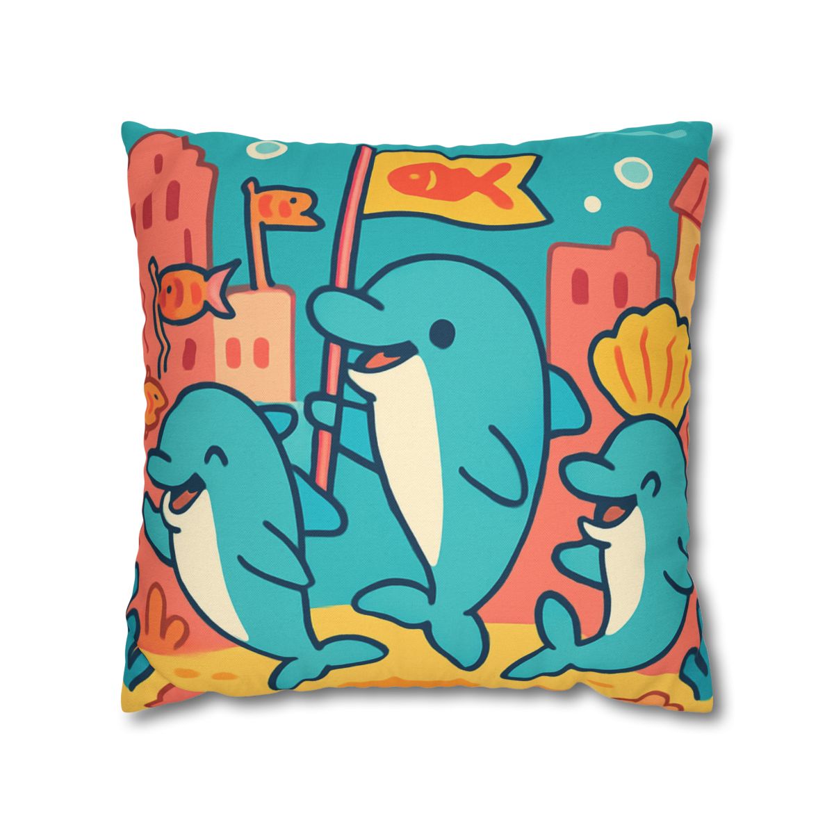 Coral City Dolphin Parade unique gift pillow cases