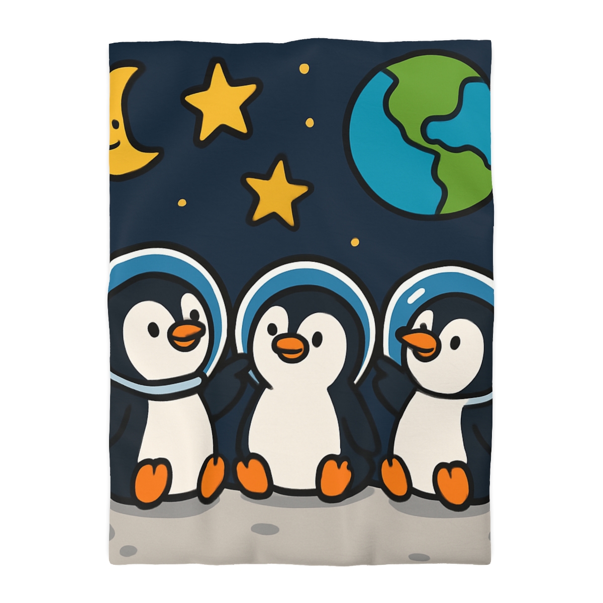 Stargazing Penguins On The Moon trendy bedroom duvets