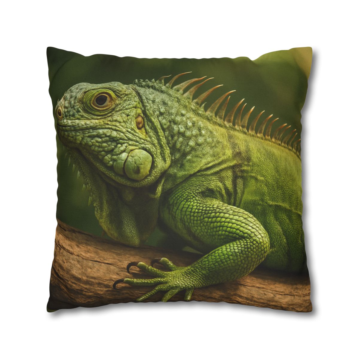 Verdant Stillness Green Iguana designer print pillow cases