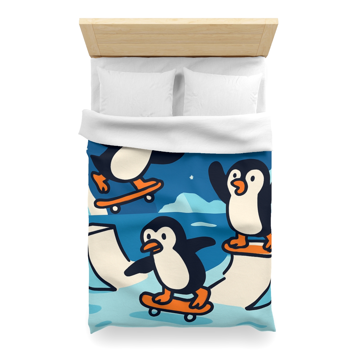 Galaxy Skate Park Penguins stylish duvet covers