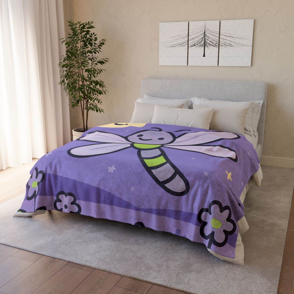 Moonlight Meadow Dragonfly decorative home blankets