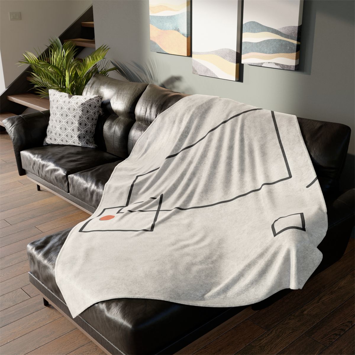 Offset Frame And Quiet Arc soft fleece blankets