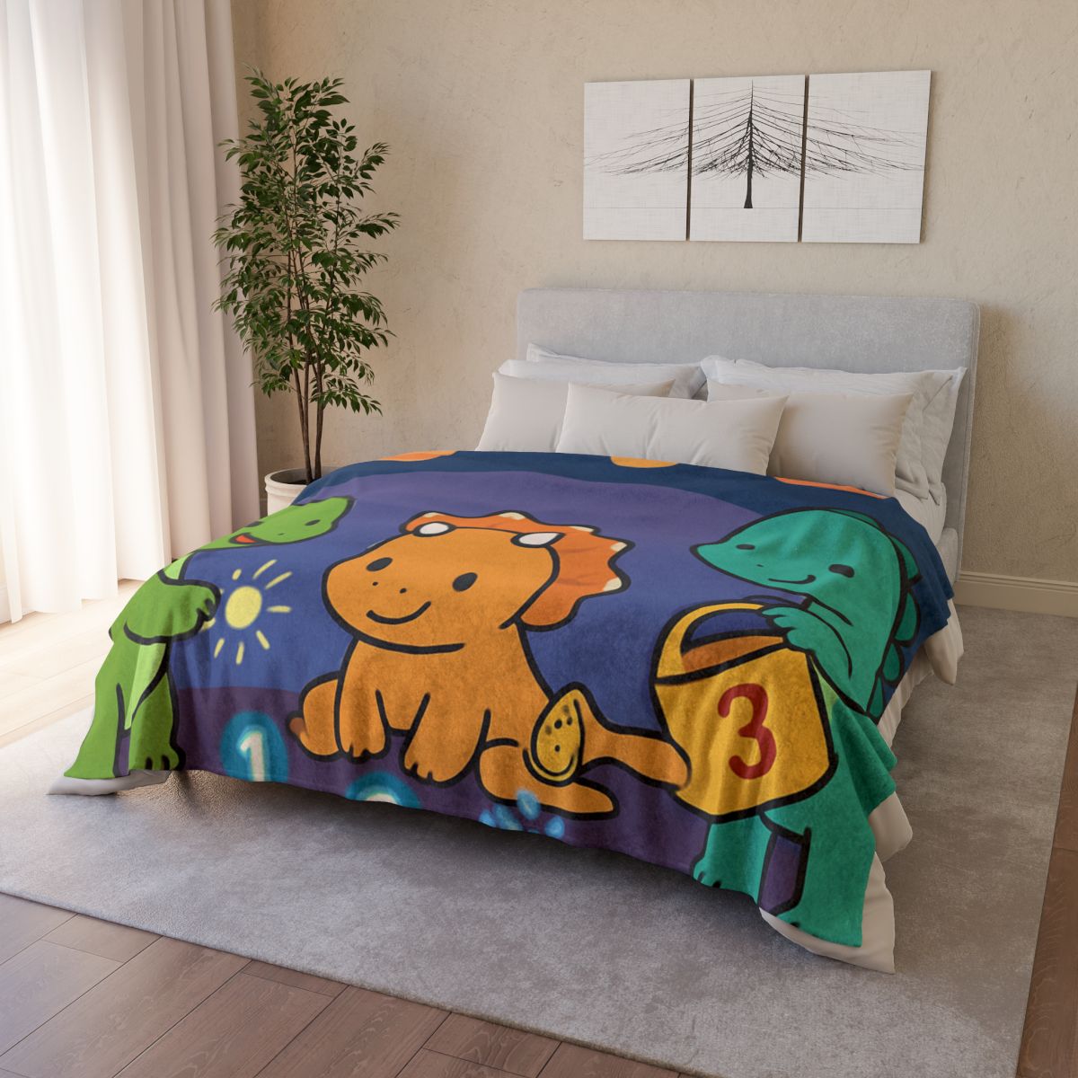 Galaxy Garden Dinosaurs designer printed blankets