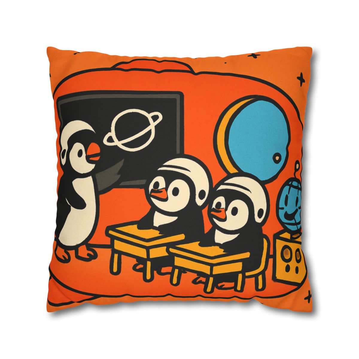 Rocket Classroom With Penguin Pilots stylish decorative pillowcases