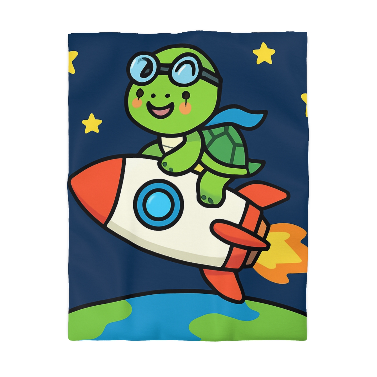 Rocket Riding Turtle To The Moon unique patterned duvets