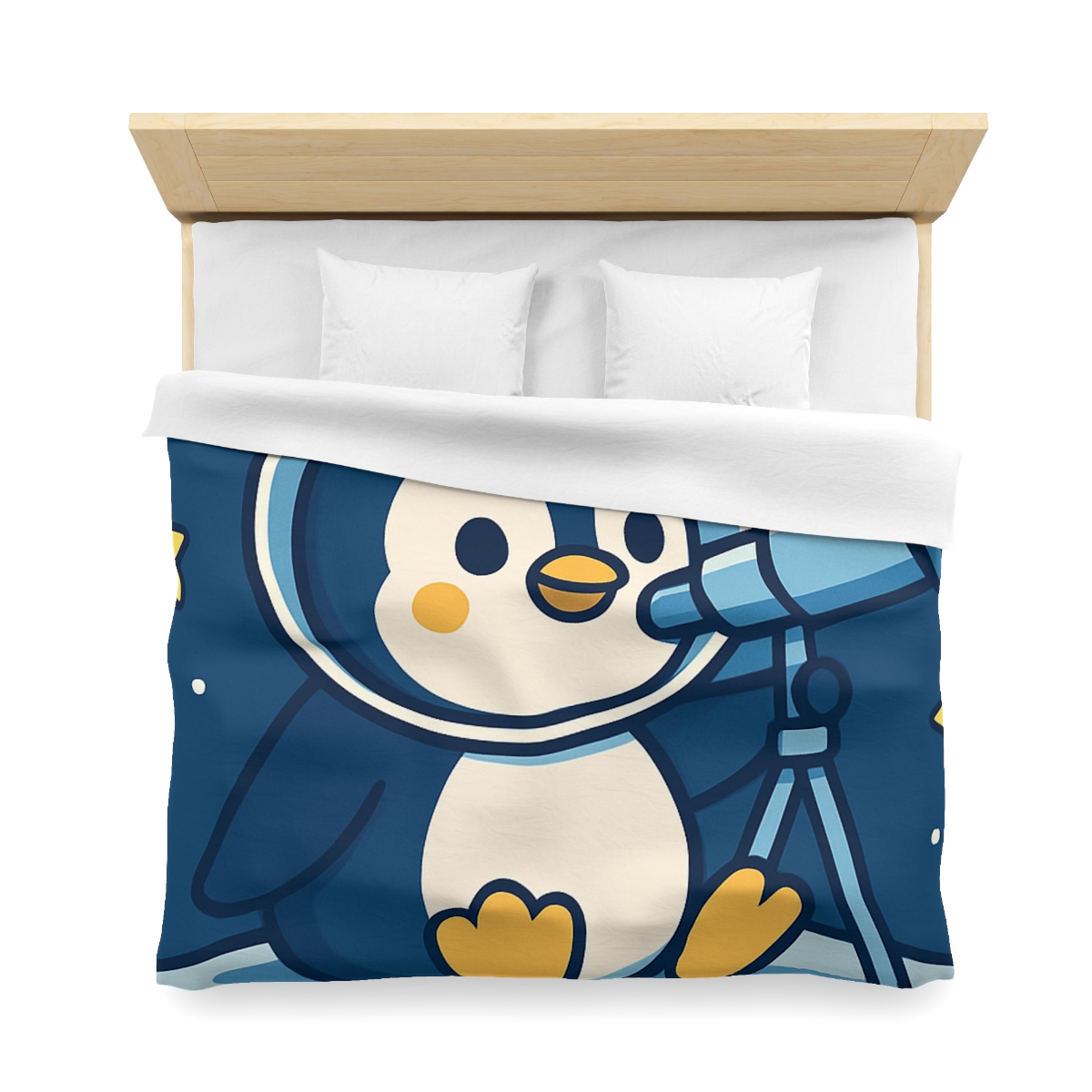 Stargazing Penguin On The Moon personalized bedding duvets