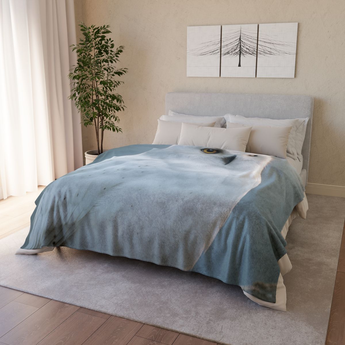 Twilight Watcher Snowy Owl soft fleece blankets