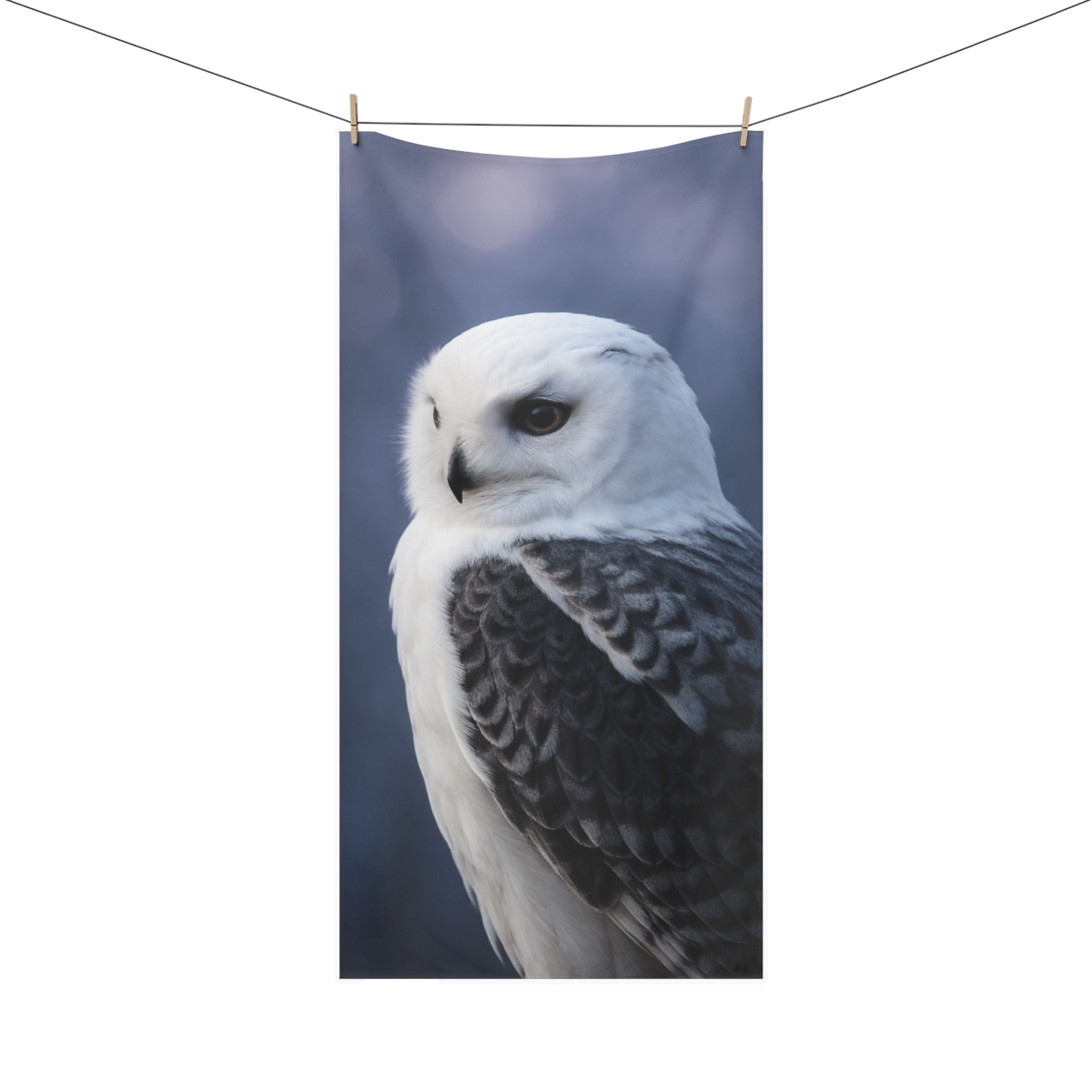 Twilight Watcher Snowy Owl trendy hand towels