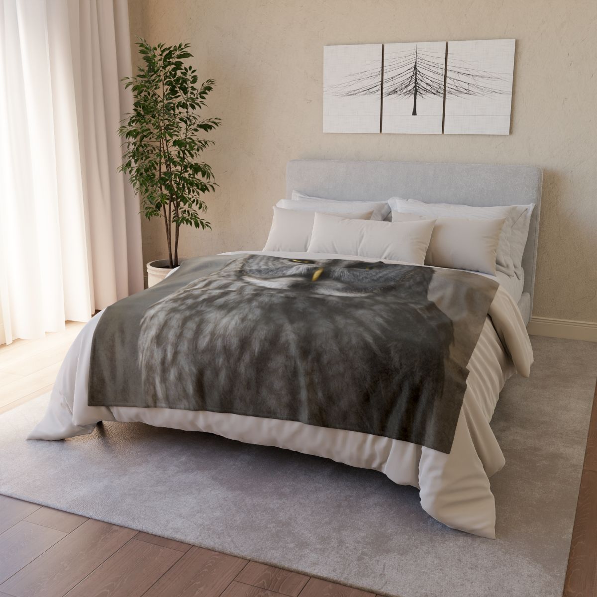 Frost Note Great Gray Owl stylish throw blankets