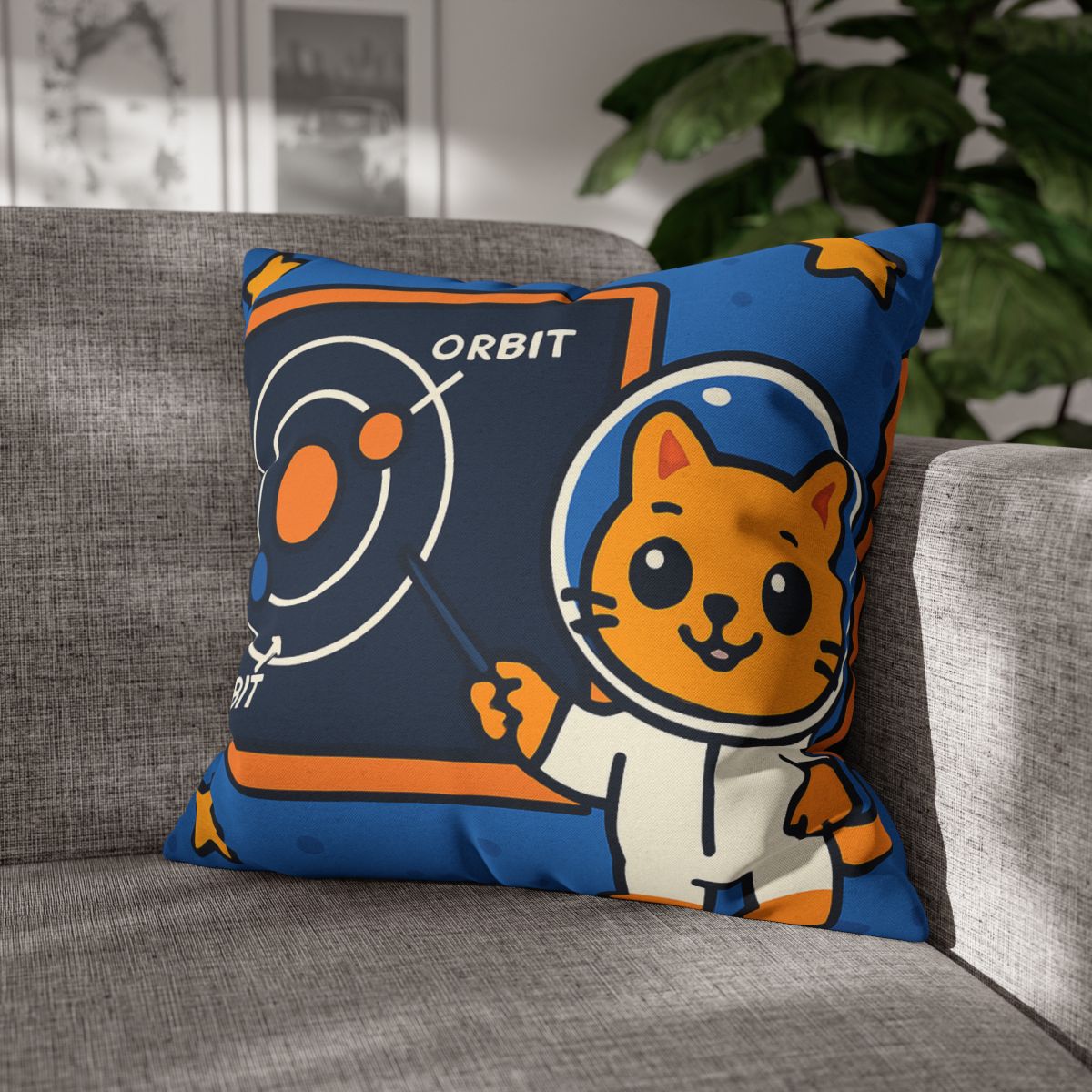 Comet Classroom Cat And The Orbit Chalkboard stylish decorative pillowcases