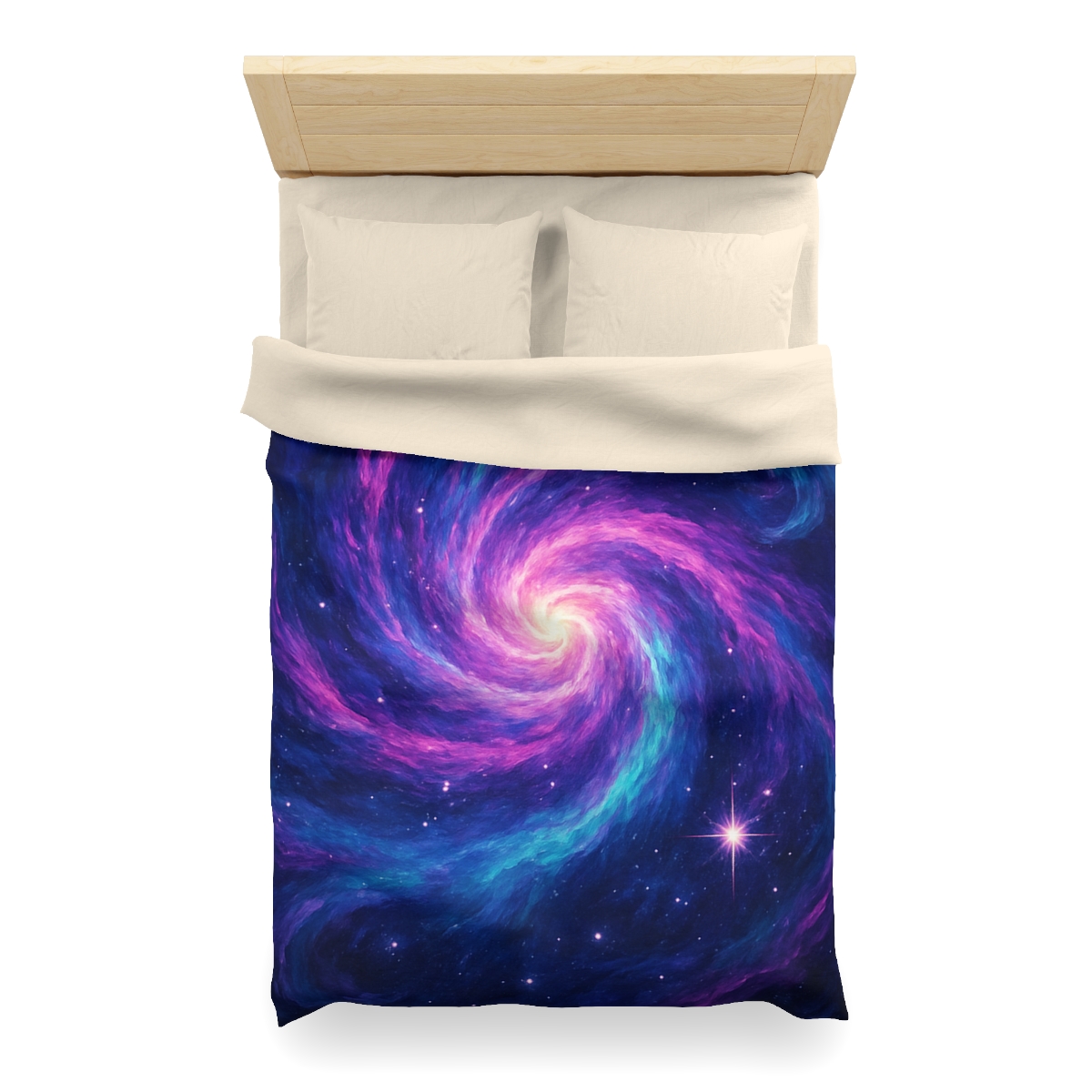 Nebula Spiral Haze designer printed duvets