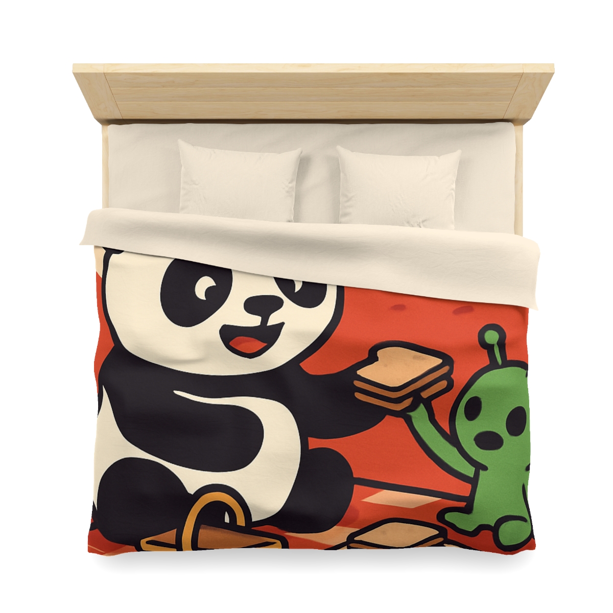 Martian Panda Picnic custom duvets