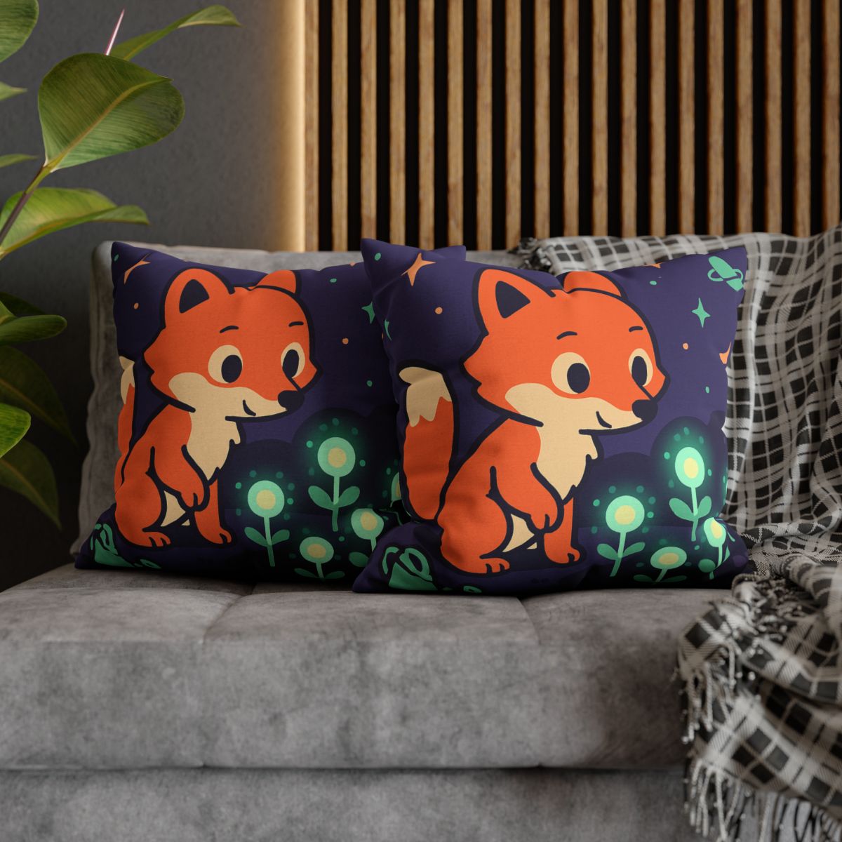 Galaxy Garden Fox personalized pillow covers