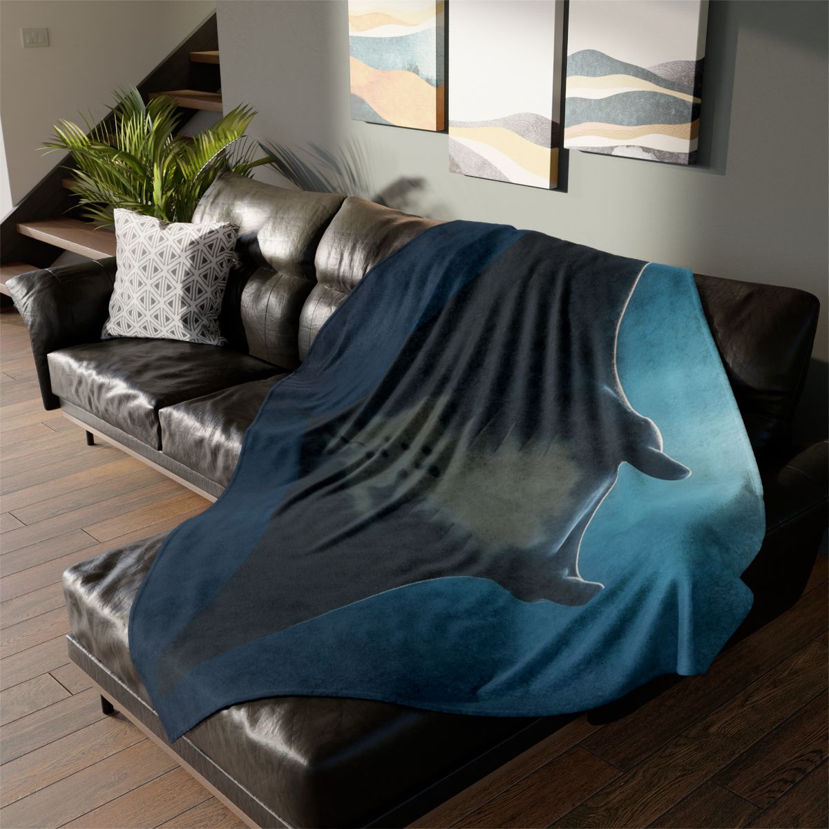 Manta Ray Moon Glide decorative home blankets
