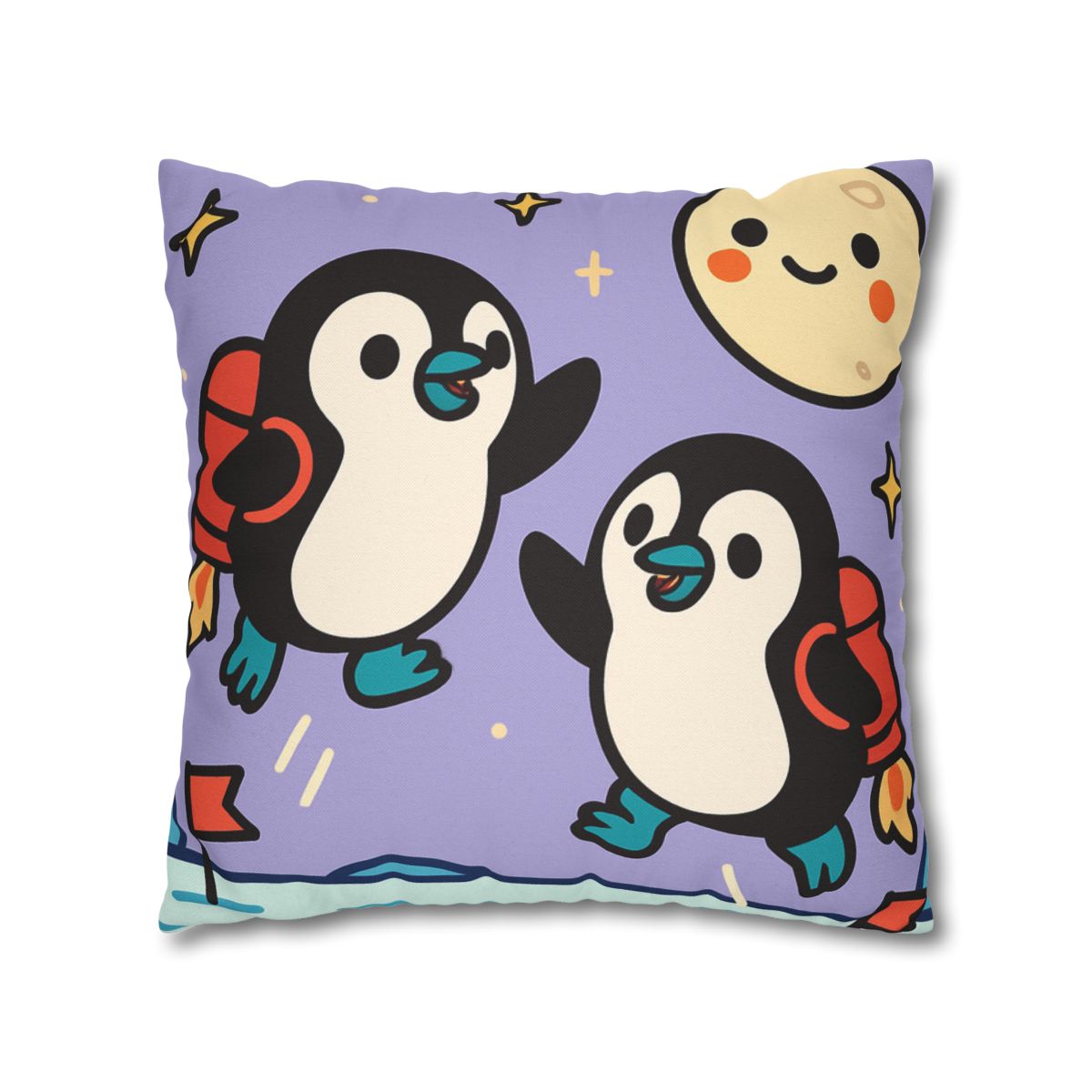 Rocket Penguin Explorers soft cotton pillow cases