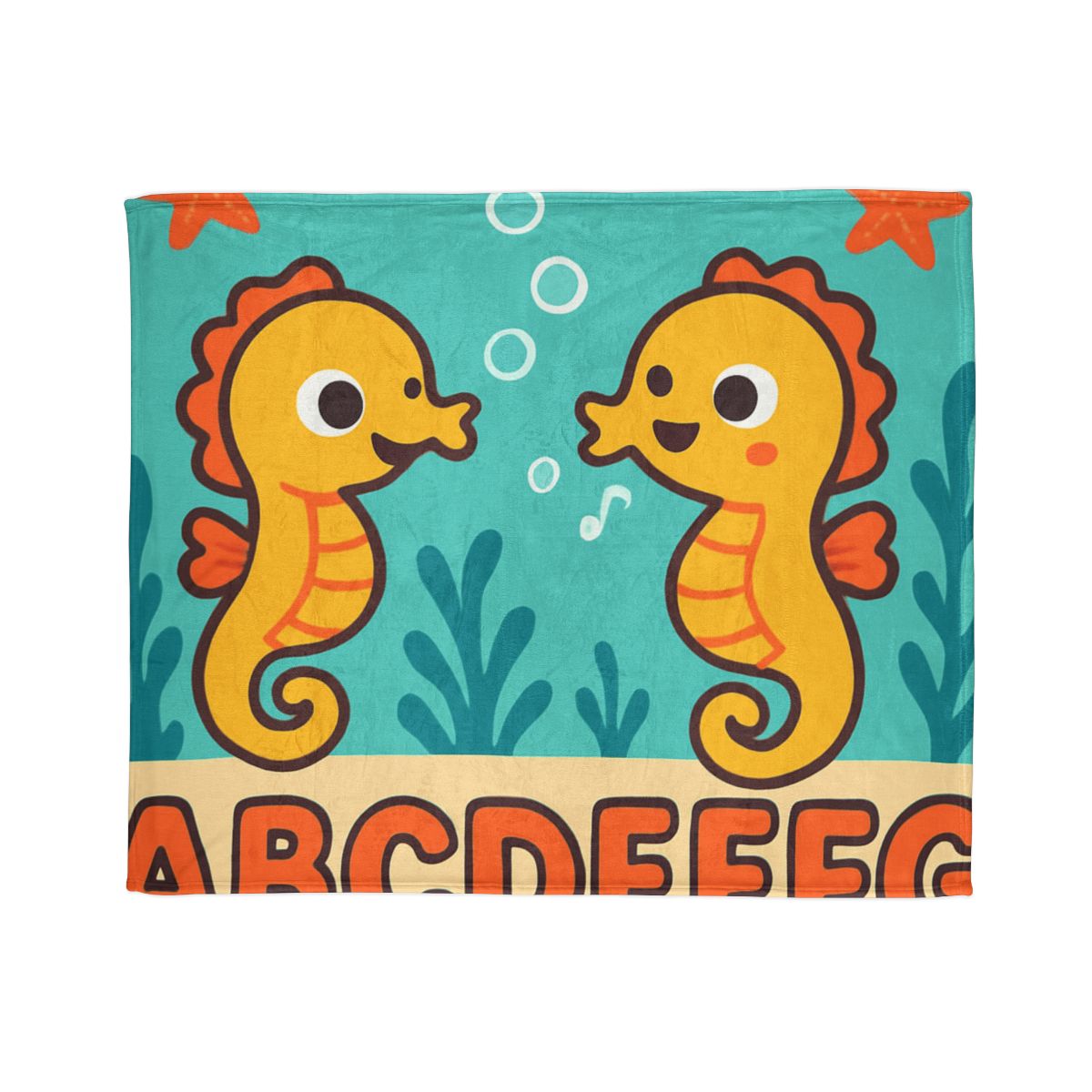 Underwater Alphabet Reef With Singing Seahorses stylish throw blankets