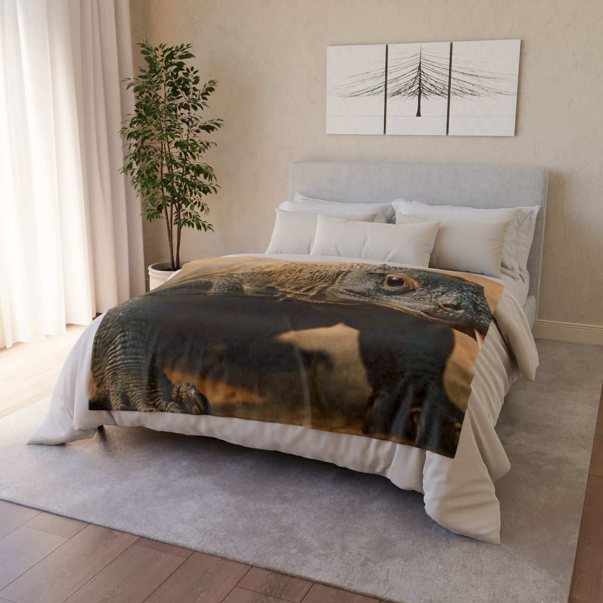 Ancient Sentinel Komodo Dragon custom blankets