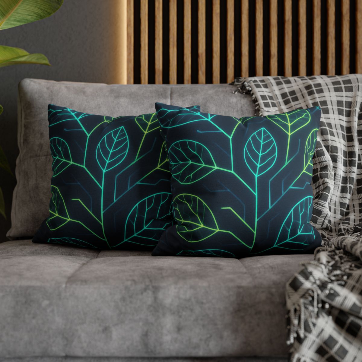Leaf Vein Circuit Flow designer print pillow cases