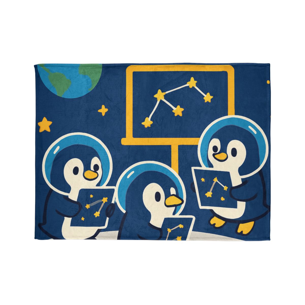 Space School For Curious Penguins unique gift blanketscustom blankets