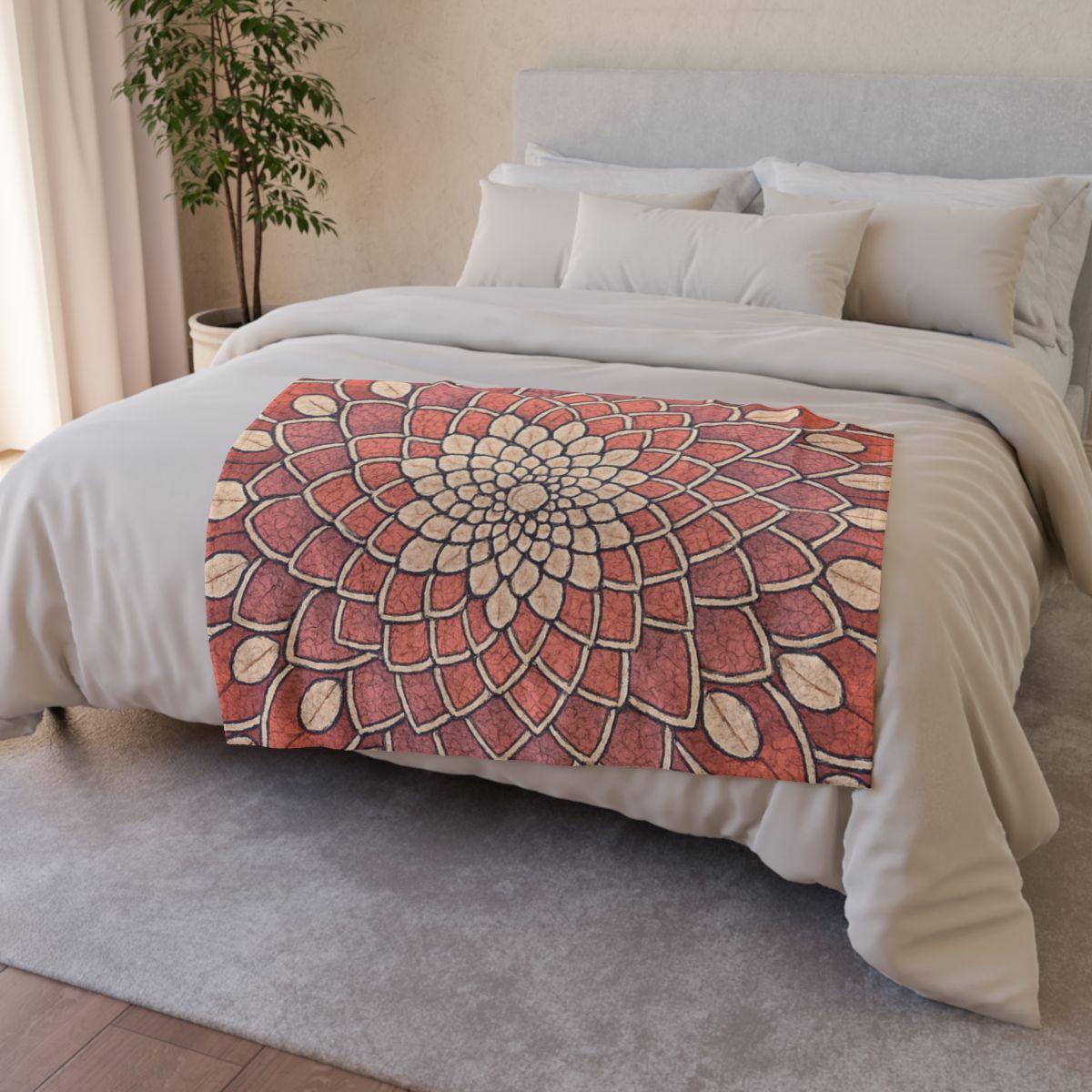 Bud Mosaic Fractal Bloom stylish throw blankets