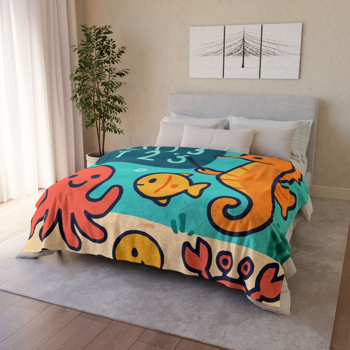 Coral Classroom With The Seahorse Teacher custom blankets