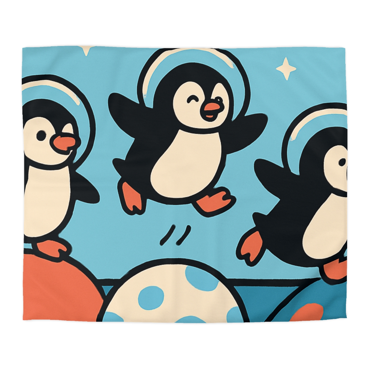 Planet Hopper Penguins personalized bedding duvets