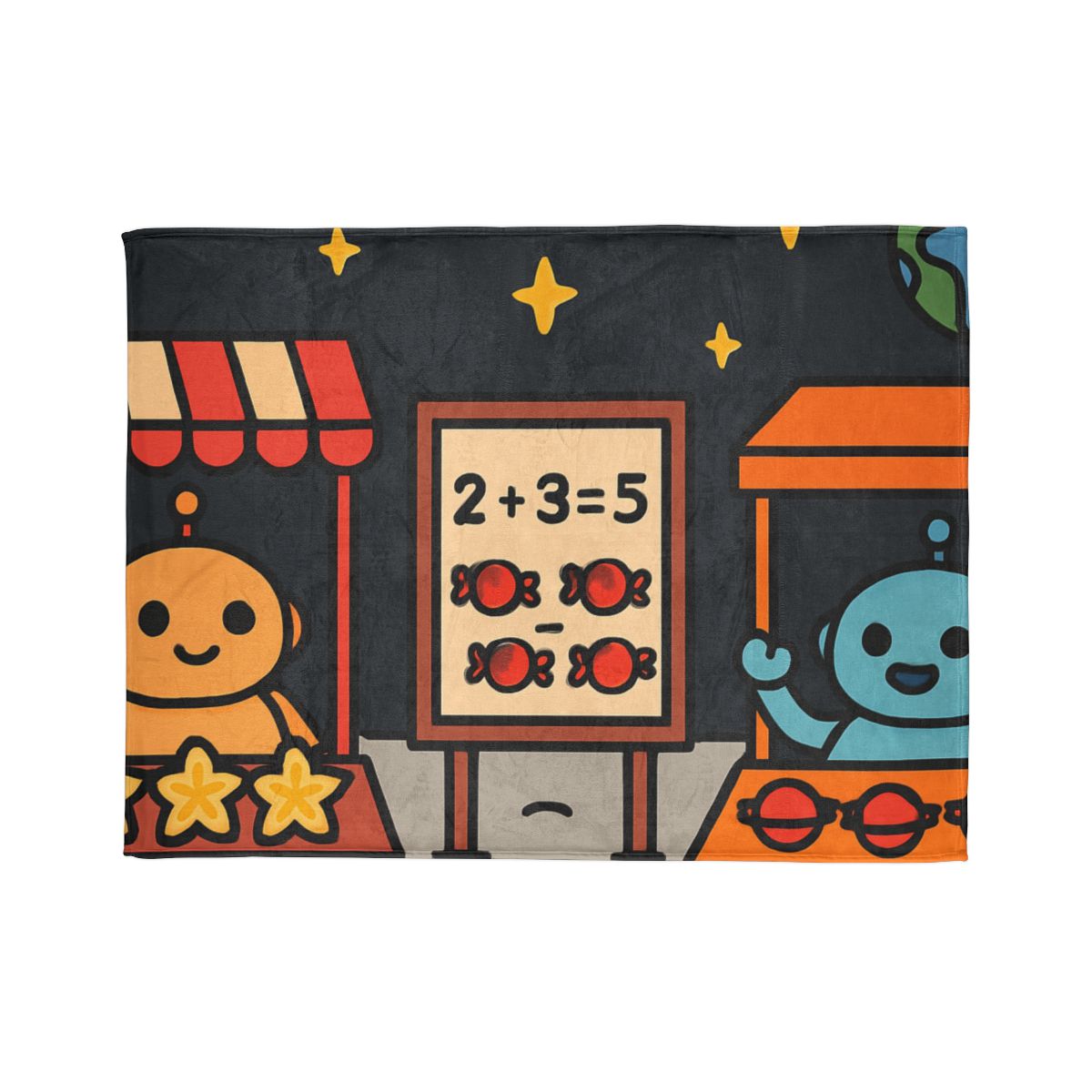 Moonlight Market Run By Friendly Robots designer printed blankets