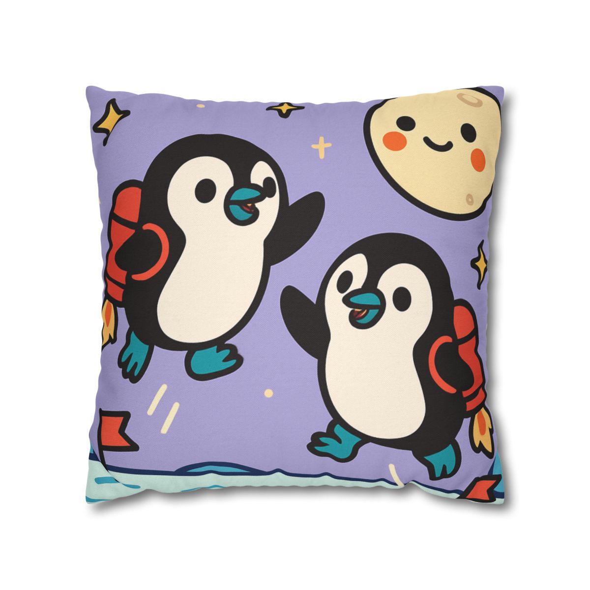 Rocket Penguin Explorers soft cotton pillow cases