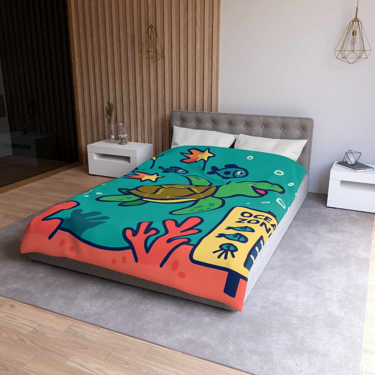 Coral Comet Turtle Parade unique patterned duvets