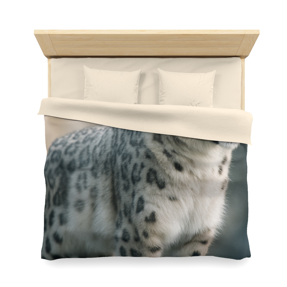 Mist Veil Snow Leopard designer printed duvets