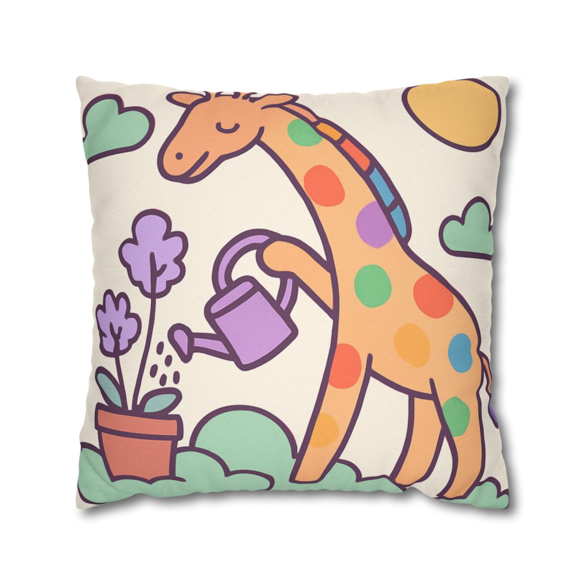Cloud Garden With Rainbow Giraffe trendy patterned pillow cases