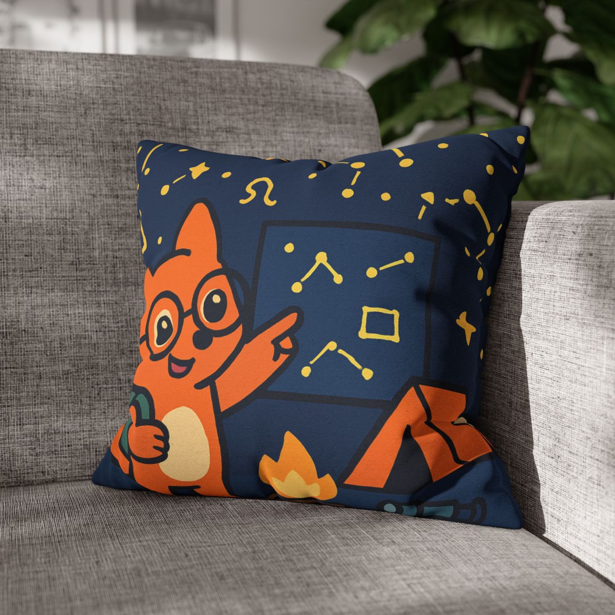 Constellation Camping With Fox Astronomer unique gift pillow cases