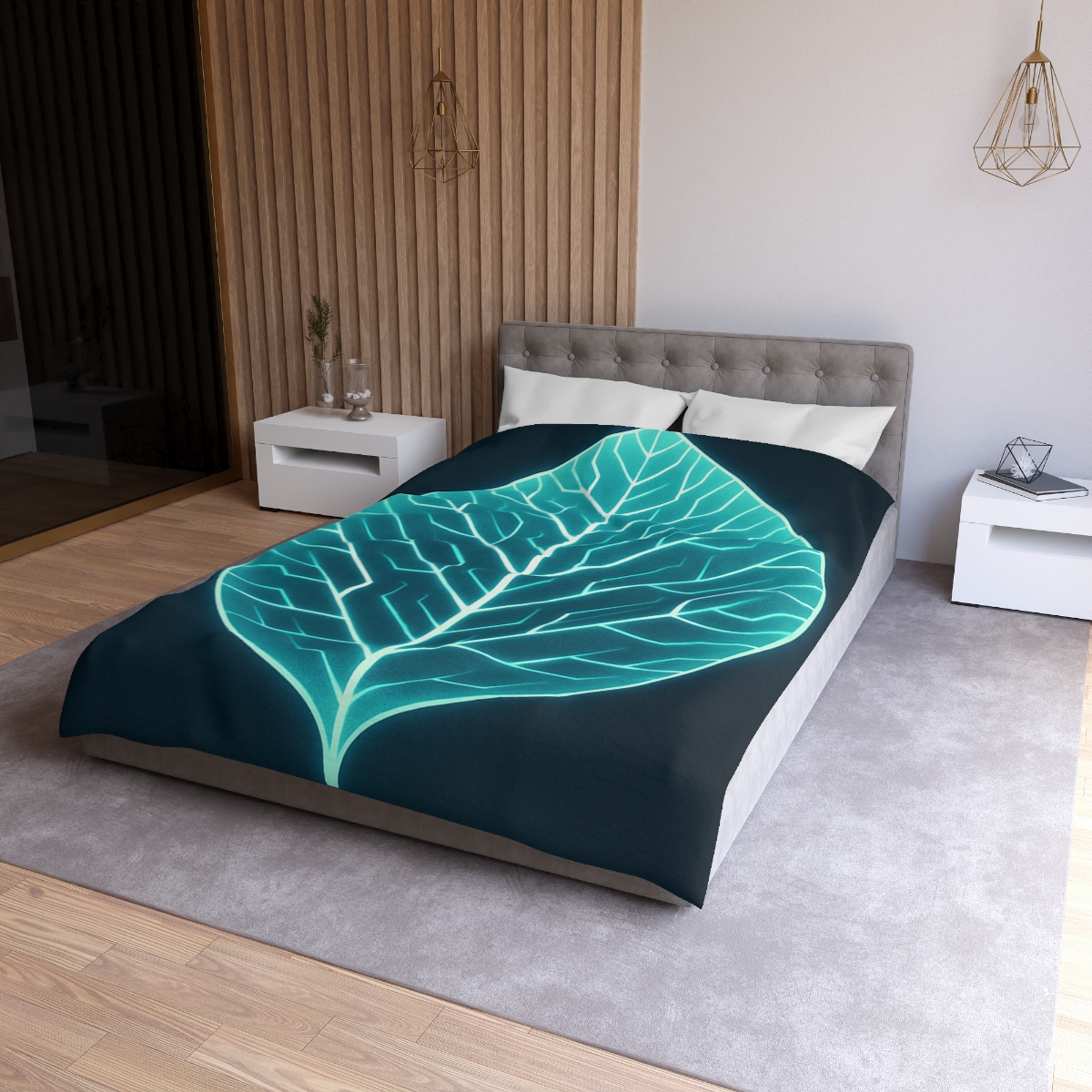 Galactic Leaf Vein Circuit stylish duvet covers