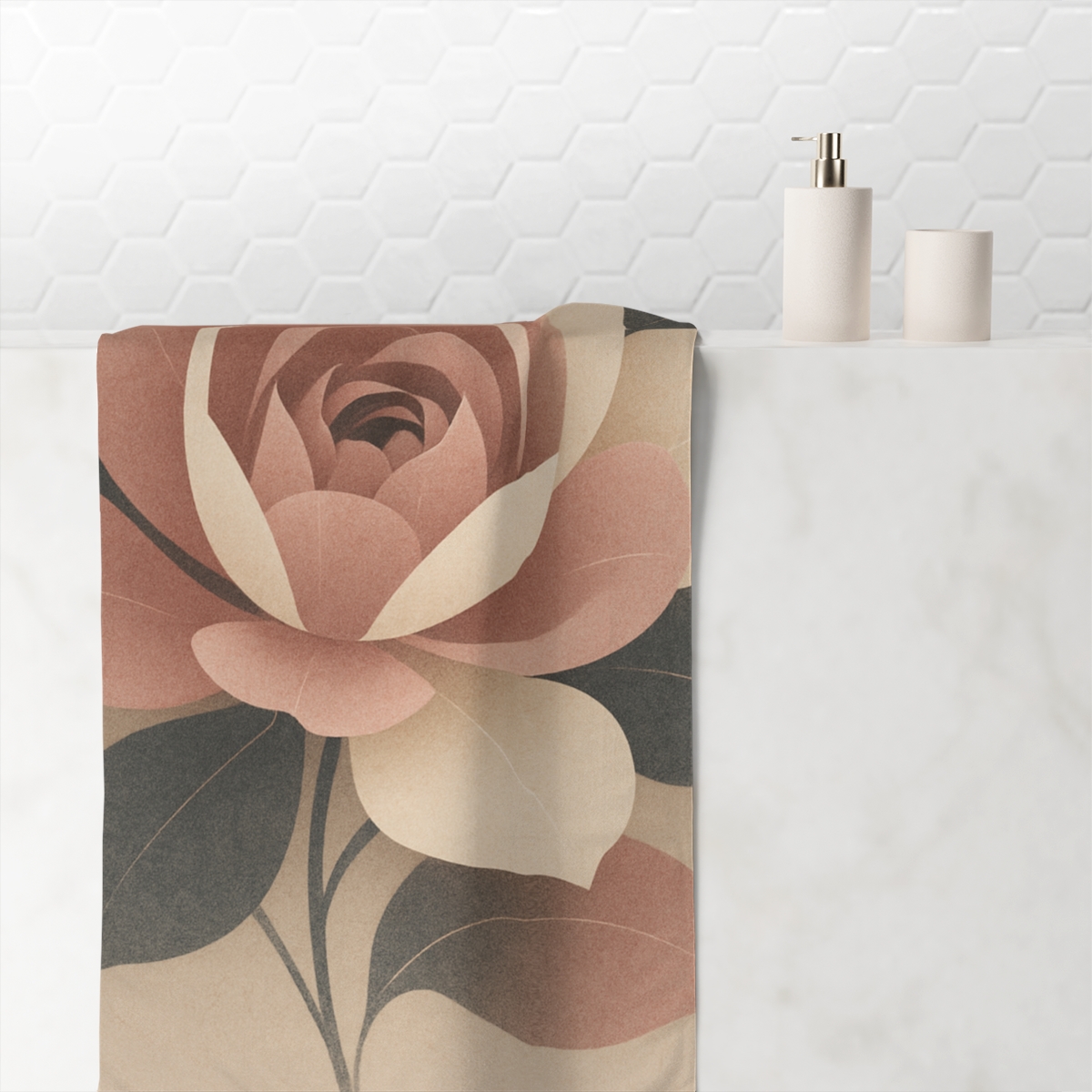 Petal Shadow Overprint personalized bath towels