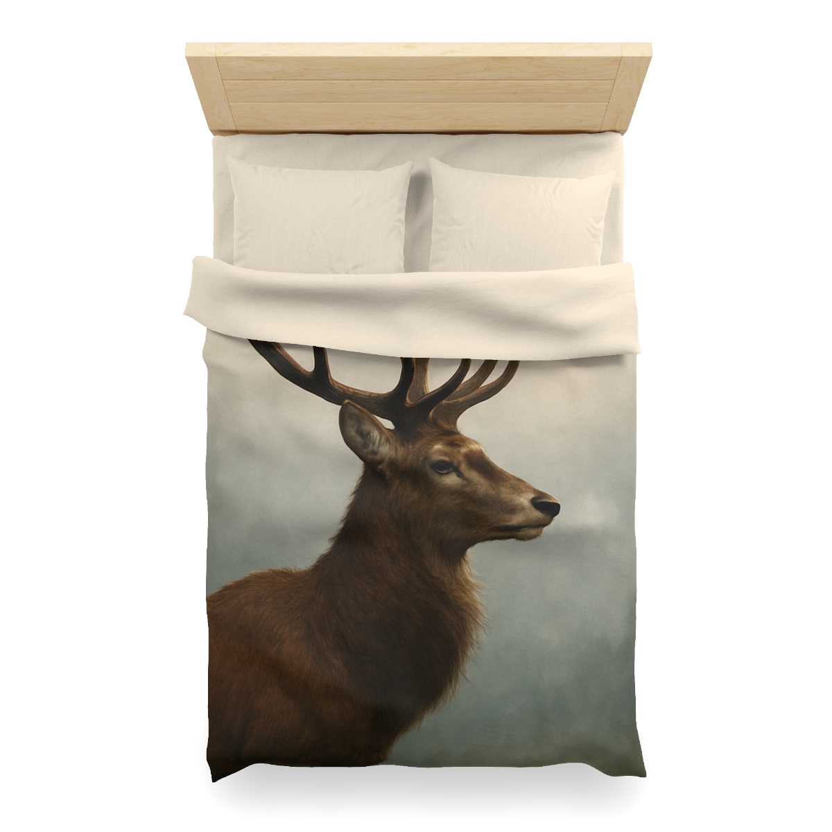 Morning Mist Red Deer Stag designer printed duvets