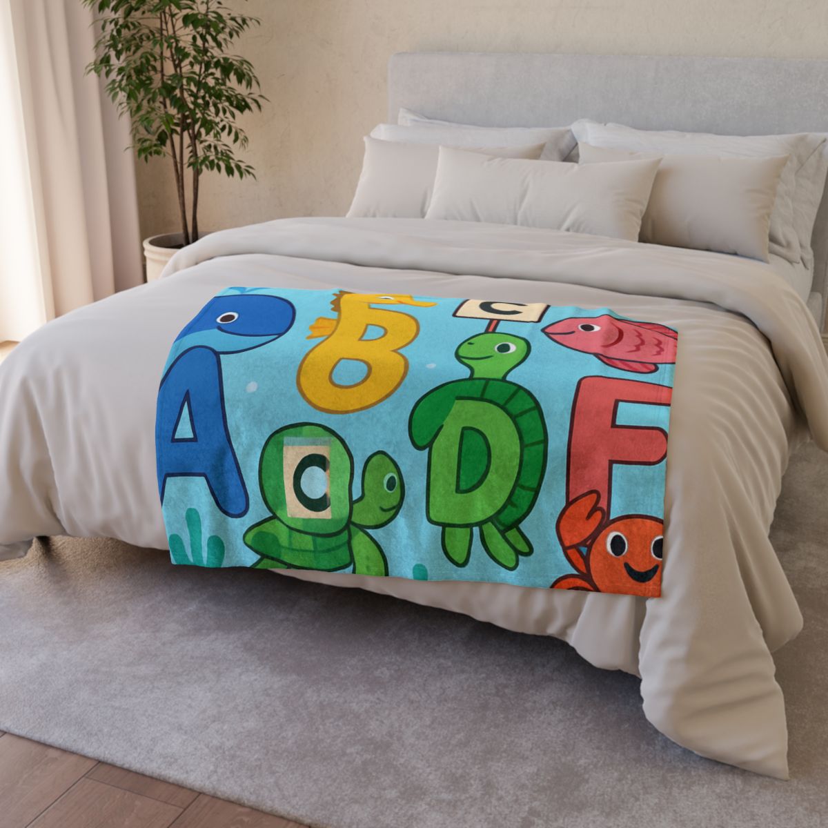 Coral Reef Alphabet Parade designer printed blankets