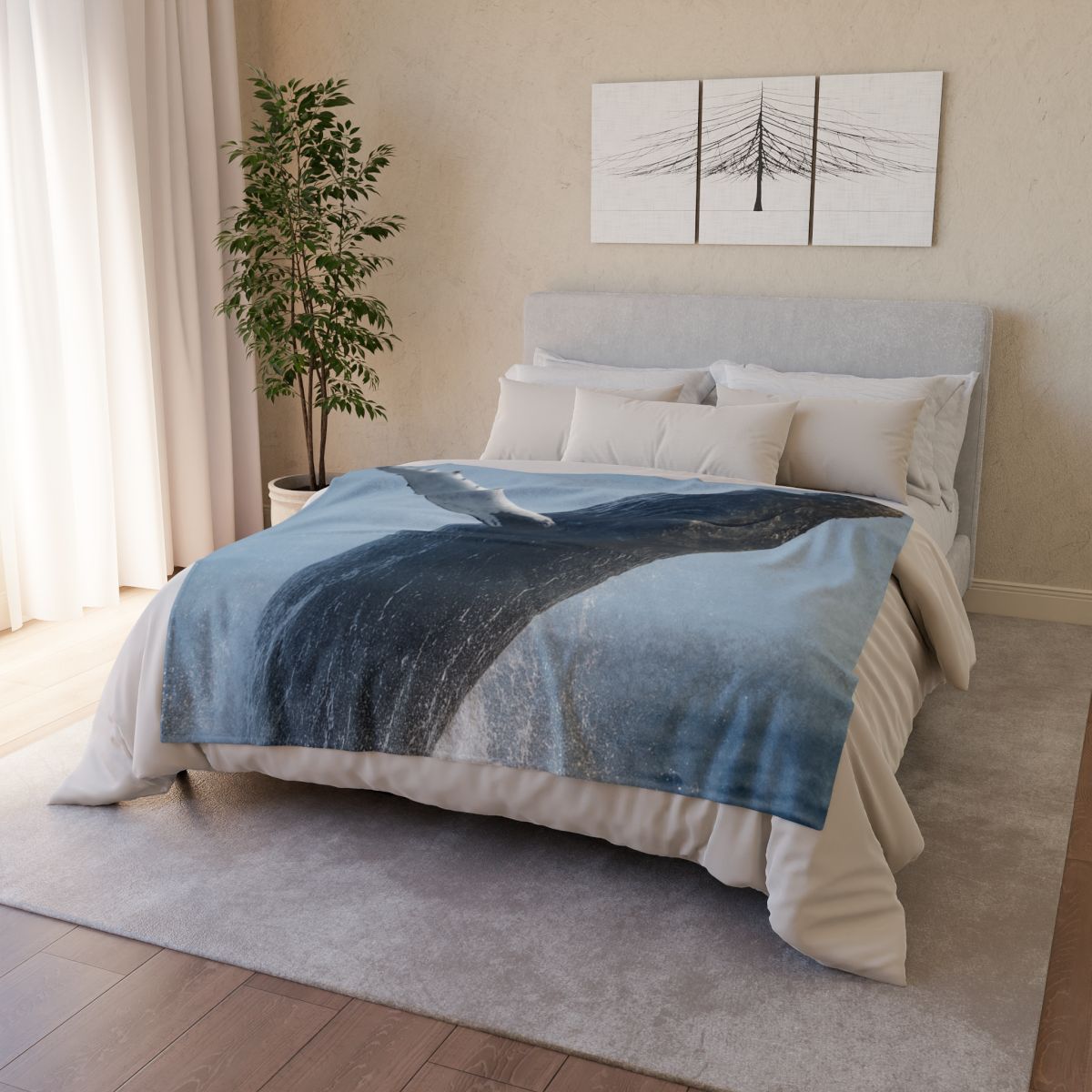 Humpback Whale Rising Calm custom blankets